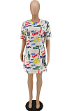 Summer Graffiti Print Casual Loose Dress QL1007