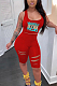 Fashion Casual Print Vest Shorts Hurnt Flower Two-Piece OEP6287