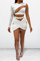 Euramerican Women Net Yarn Spliced IOne Shoulder Two-Piece OEP6281
