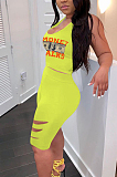 Fashion Casual Print Vest Shorts Hurnt Flower Two-Piece OEP6287