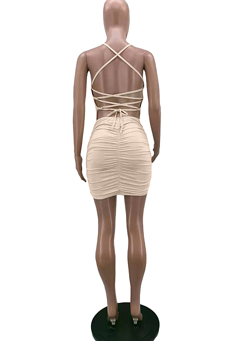 Sexy Bind Smoke Plait Backless Package Buttocks Dress NYZ6017