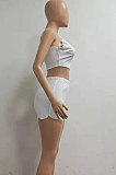 Pure Color Condole Belt Vest Wave Shorts Sets AMN8007
