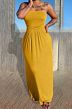 Fashion Sexy Bandeau Bra Loose Pure Color Long Dress KSN8083