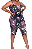 Euramerican Women Star Printing Romper Shorts AMN8003