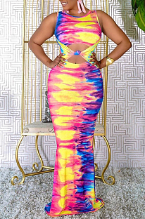Sping Summer Fashion Tie Dye Print Dress JG041