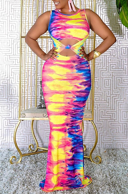 Sping Summer Fashion Tie Dye Print Dress JG041