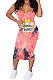 Trendy Women Tie Dye Cartoon Graphic Condole Belt Midi Dress AMN8001