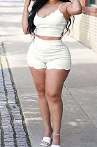 Pure Color Condole Belt Vest Wave Shorts Sets AMN8007