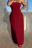 Fashion Sexy Bandeau Bra Loose Pure Color Long Dress KSN8083