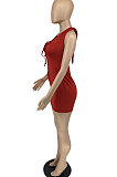 Backless Colpus Drawsting Bowknot Pure Color Sexy Mini Dress AFM2021