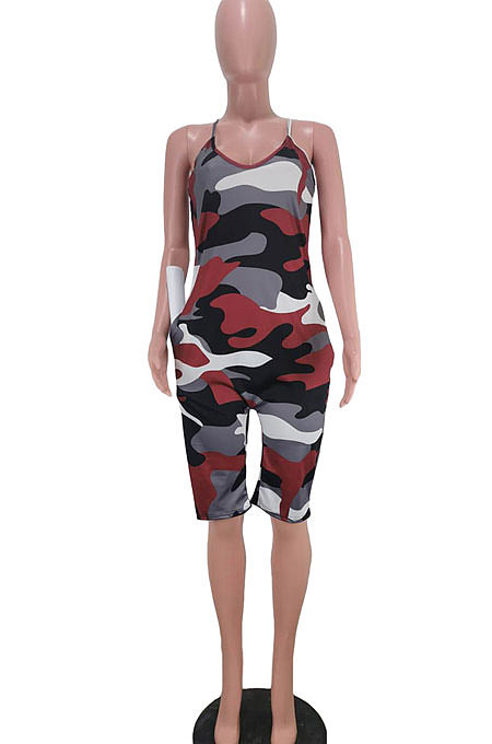 Fashion Sexy Women Casual Camo Romper Shorts AMN8002