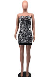 Sexy Club Fashion Printing Bandeau Bra Package Buttocks Mini Dress MQX2322