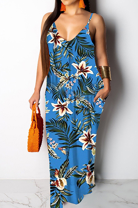 Fashion Summer Casual Loose Sleeveless V Neck Dress SMR10200
