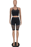 Euramerican Sexy Sport Sling Vest Net Yarn Spilced Two-Piece HY5217