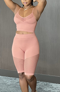 Euramerican Sexy Sport Sling Vest Net Yarn Spilced Two-Piece HY5217