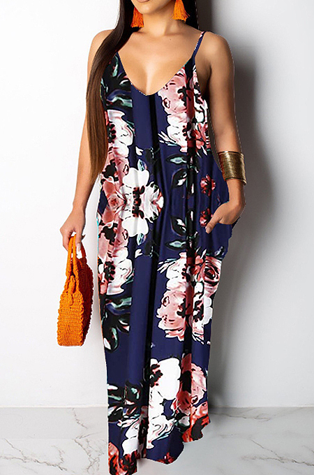 Fashion Summer Casual Loose Sleeveless V Neck Dress SMR10200