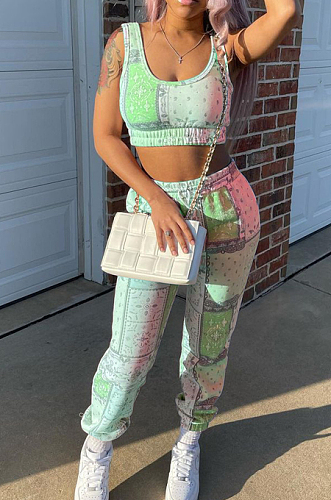 Fashion Cashew Flowers Casual Sport Two-Piece LY025