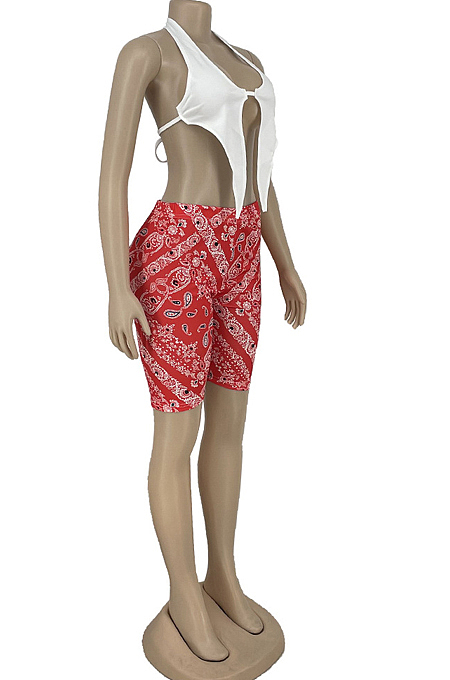 Sexy Backless Hang A Neck Vest Shorts Tw-Piece HY5215