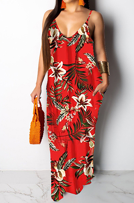 Fashion Summer Casual Loose Sleeveless V Neck Dress SMR10200