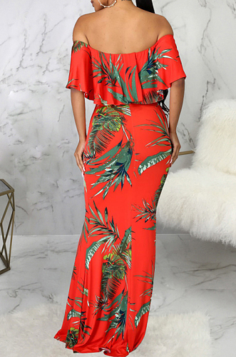 Fashion Sexy Digital Print One Word Led Boob Tube Top Dress SMR10147 