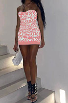 Sexy Club Fashion Printing Bandeau Bra Package Buttocks Mini Dress MQX2322