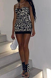 Sexy Club Fashion Printing Bandeau Bra Package Buttocks Mini Dress MQX2322