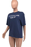 Women Letter Printing Loose Casual Round Neck T Shirts MQX2330