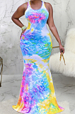 Euramerican Fashion Tie Dye Print Long Dress SMR10075