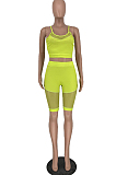 Euramerican Sexy Sport Sling Vest Net Yarn Spilced Two-Piece HY5217