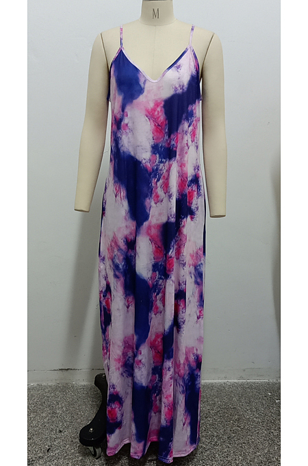 Fashion Summer Casual V Neck Loose Sling Dress SMR10152