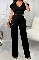 Fashion Casual V Neck Pure Color Sumpsuit SMR10039