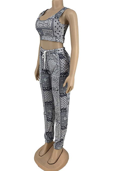 Fashion Cashew Flowers Casual Sport Two-Piece LY025