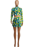 Euramerican Sping Summer Print Heart Short Skirt Two-Piece SDE2113