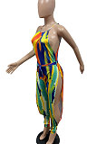 Women Condole Belt Sexy Open Fork Bodycon Jumpsuits （Contain Waist Knotted Strap）GHH036
