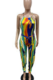 Women Condole Belt Sexy Open Fork Bodycon Jumpsuits （Contain Waist Knotted Strap）GHH036
