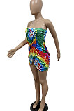 Fashion Sexy Women Irregularity Shirred Detail Bandeau Bra Mini Dress GHH019