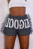 Leisure Positioning Printing Summer Colorful Pattern Women Tassel Shorts MLM9064