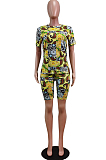 Fashion Round Neck Irregularity Print Sets WY6792