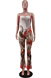Fashion Sexy Chest Wrap Print Jumpsuit WY6782