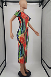 Fashion Tie Dye Print Round Neck Dress YM184