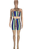 Fashion Casual Sexy Stripe Printing Cultivate One's Morality Bandeau Bra Shorts Sets SM9167