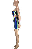 Fashion Casual Sexy Stripe Printing Cultivate One's Morality Bandeau Bra Shorts Sets SM9167