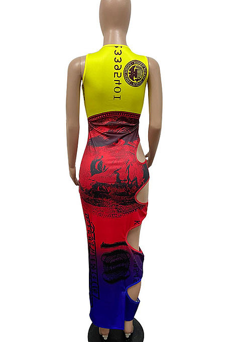 Sexy Gradual Change Hole Hole Long Dress GHH038