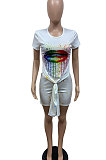 Split Heart Collar Sport Shorts Sets GHH039