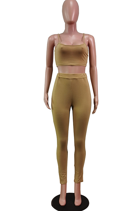 Casual Sling Vest Top Ling Pants Two-Piece WY6790