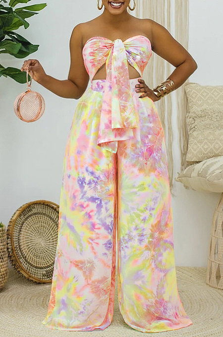 Euramerican Fashion Chest Wrap Top Loose Pant Sets X9142