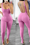 Fashion Sexy Backless U Neck Open Fork Pit Bar Jumpsuits YT3271