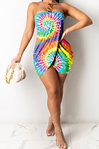 Fashion Sexy Women Irregularity Shirred Detail Bandeau Bra Mini Dress GHH019