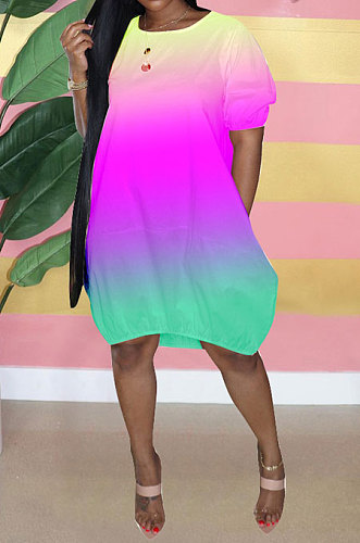 Women Gradual Change Puff Ball Skirt Mini Dress GHH031
