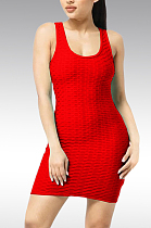 Euramerican Pure Color Waffle Package Buttocks Vest Dress X9298